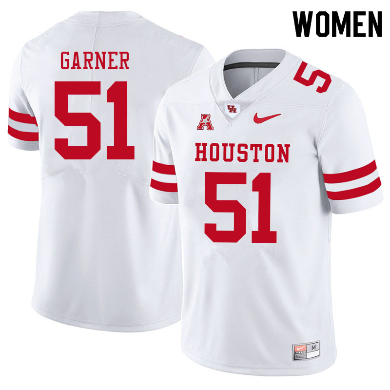 Women #51 Jalen Garner Houston Cougars College Football Jerseys Sale-White